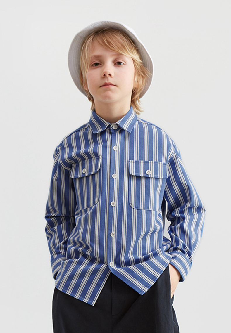 4-15 year old big boy striped shirt long sleeve shirt,