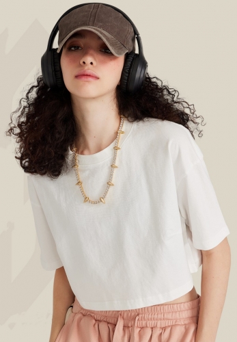 230G Wash vintage Round Neck Short T-shirt