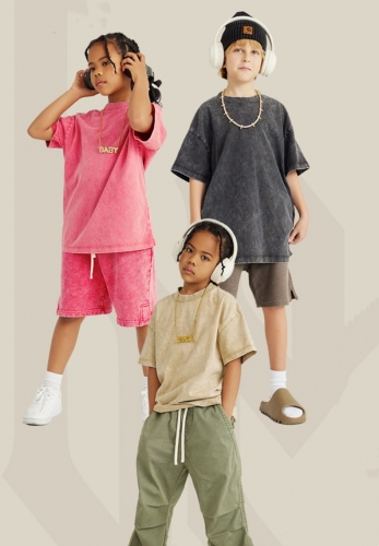 270G Kids Round Collar Pure Cotton T-shirt
