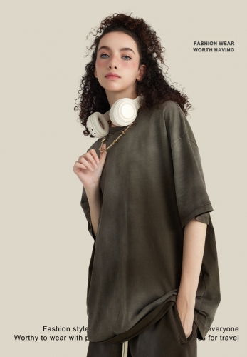 270G vintage Loose gradient T-shirt