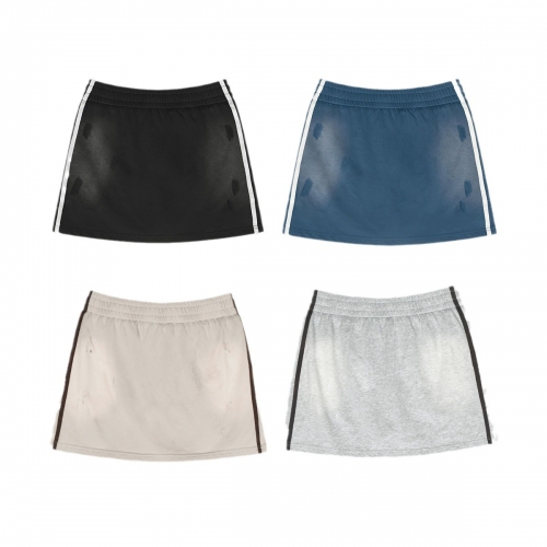 Washed sun faded distressed skirt