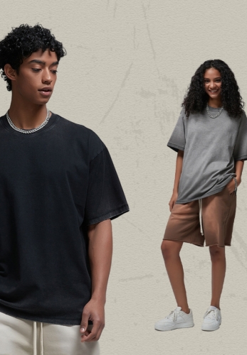 275G reverse fried color distressed edging wash t-shirt retro t-shirt