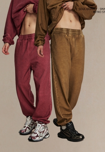 Vintage sports trousers in dirty, washed, fried