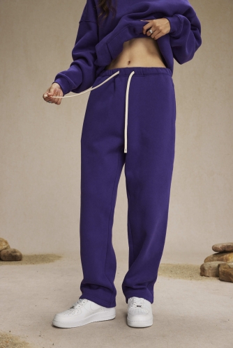 350G  fleece solid color loose trousers