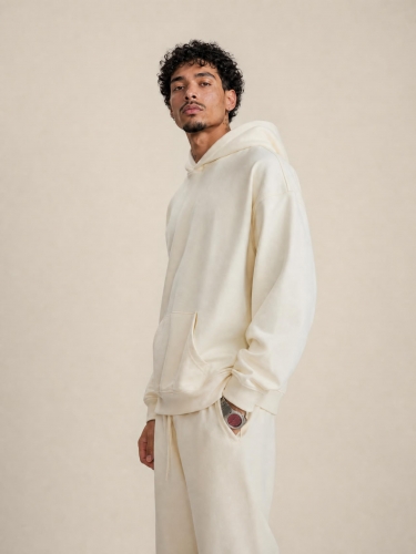 440G oversize heavyweight solid color terry hooded sweater