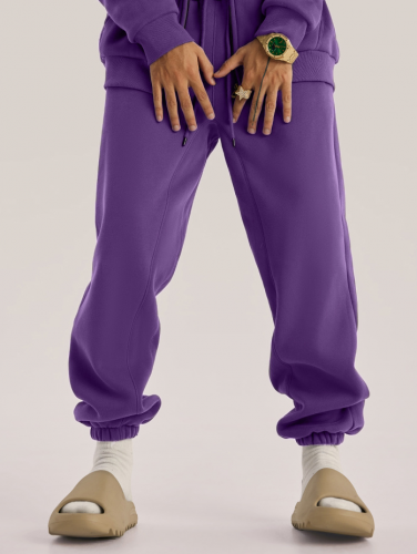 Retro color straight drawstring pants feet knitted sweatpants