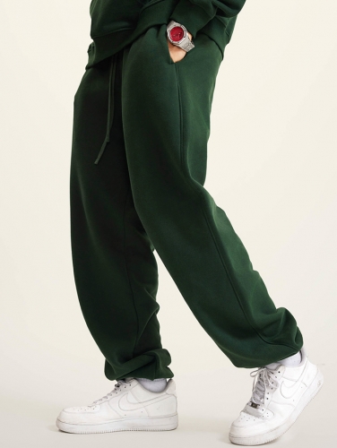 Solid color loose fleece leggings sweatpants