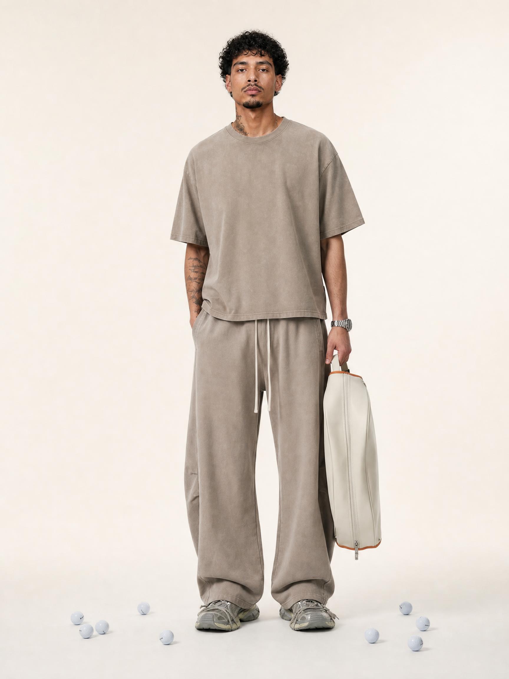 285G Men's Vintage Boxy Fit Washed Loose Short Sleeve Casual T-shirt