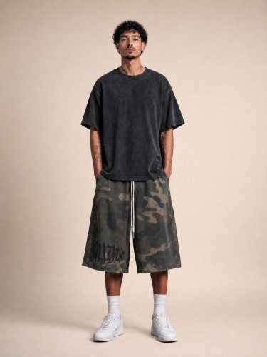260GTeenager loose gradient sun faded  washed T-shirt