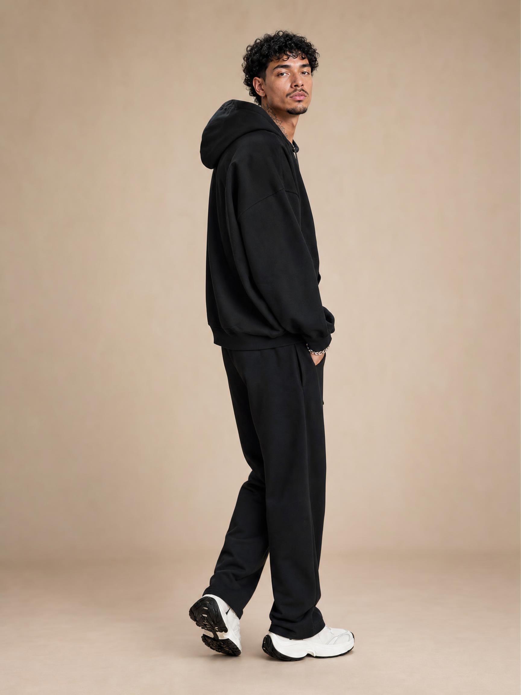 430g casual oversize suit ins round neck hooded trousers suit