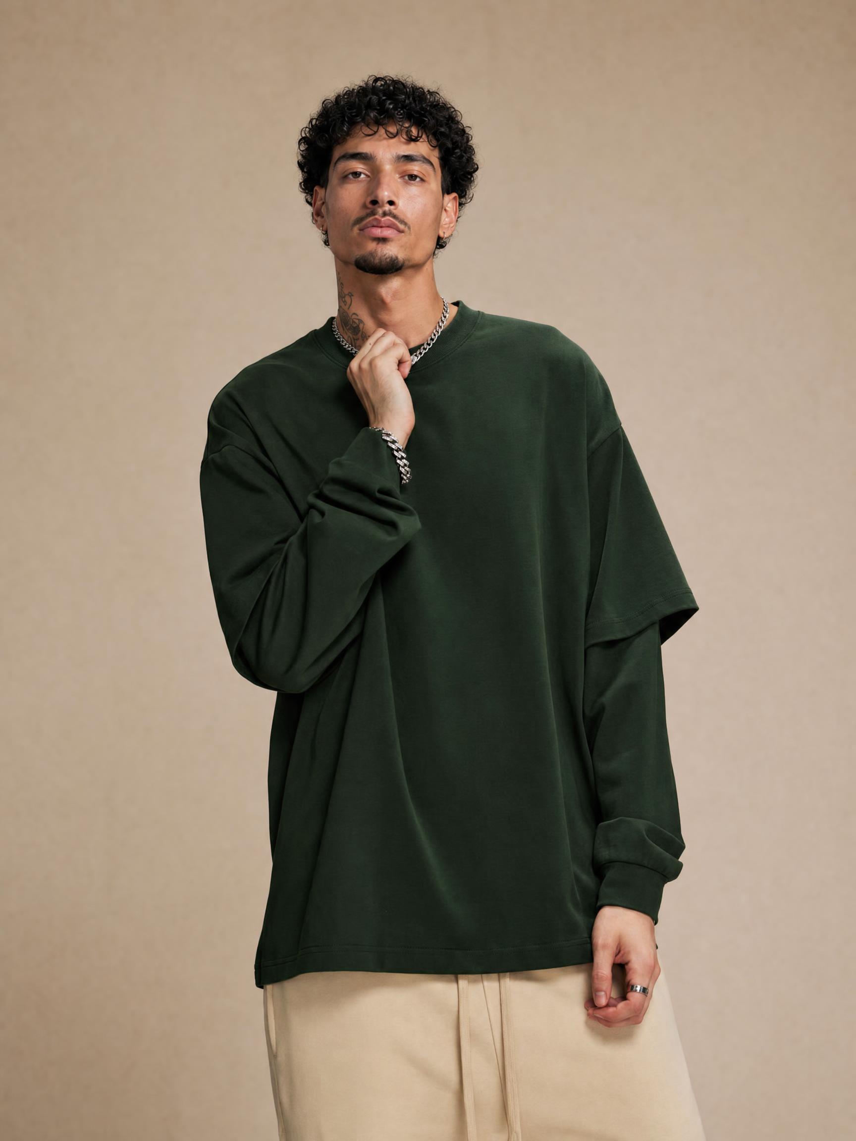 ARTIE 丨 2024 Autumn New Product Trendy Brand Fake Two piece Long sleeved T-shirt Loose Casual Bottom Shirt