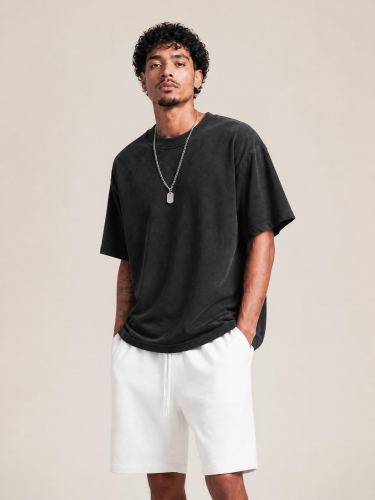 250Gsun faded  worn-out wash retro short sleeves