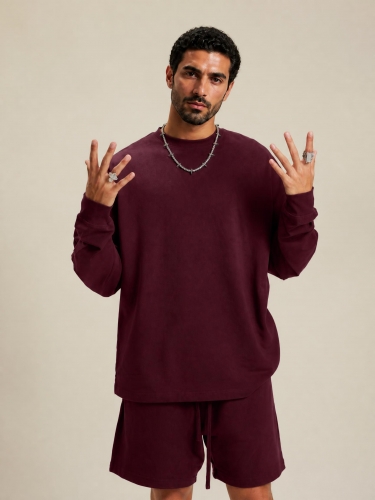 305G solid color cotton long-sleeved t-shirt