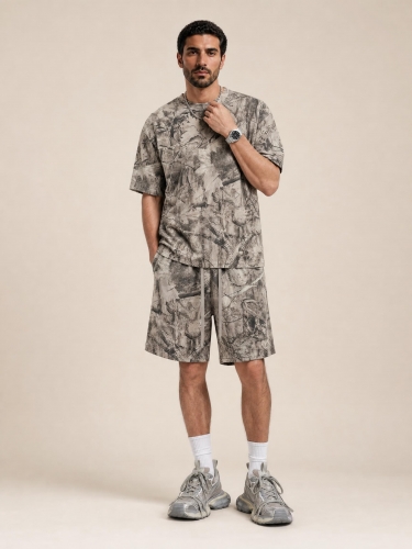 240G Men's Summer US Style Camo Sublimation Print Short Sleeve T-Shirt